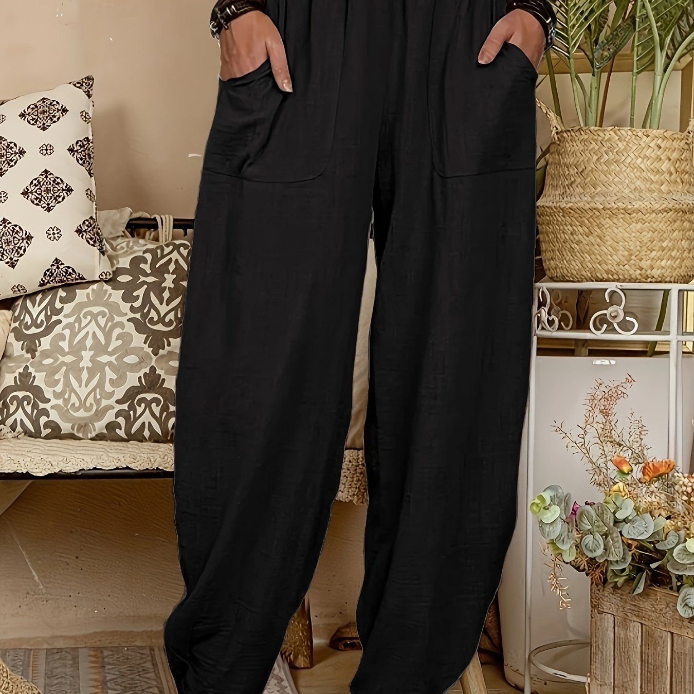 Lockere Hose aus Leinenmischung