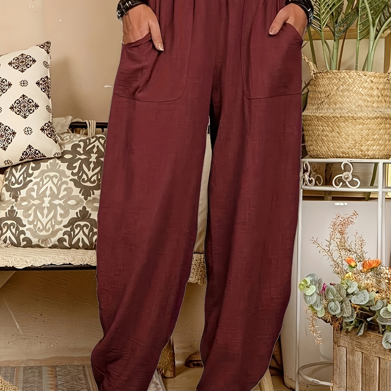 Lockere Hose aus Leinenmischung