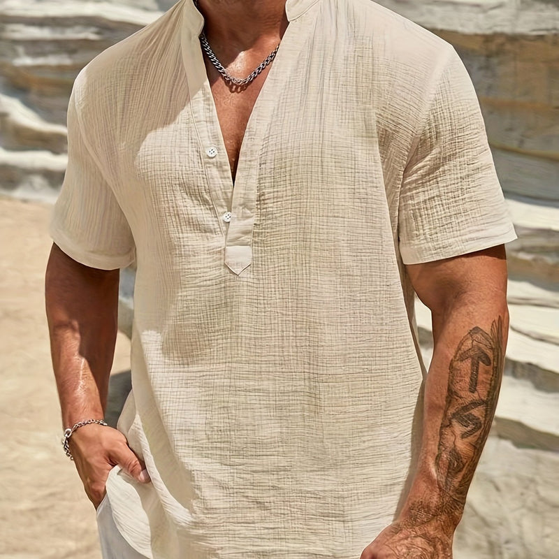 Leinen Henley -Shirt