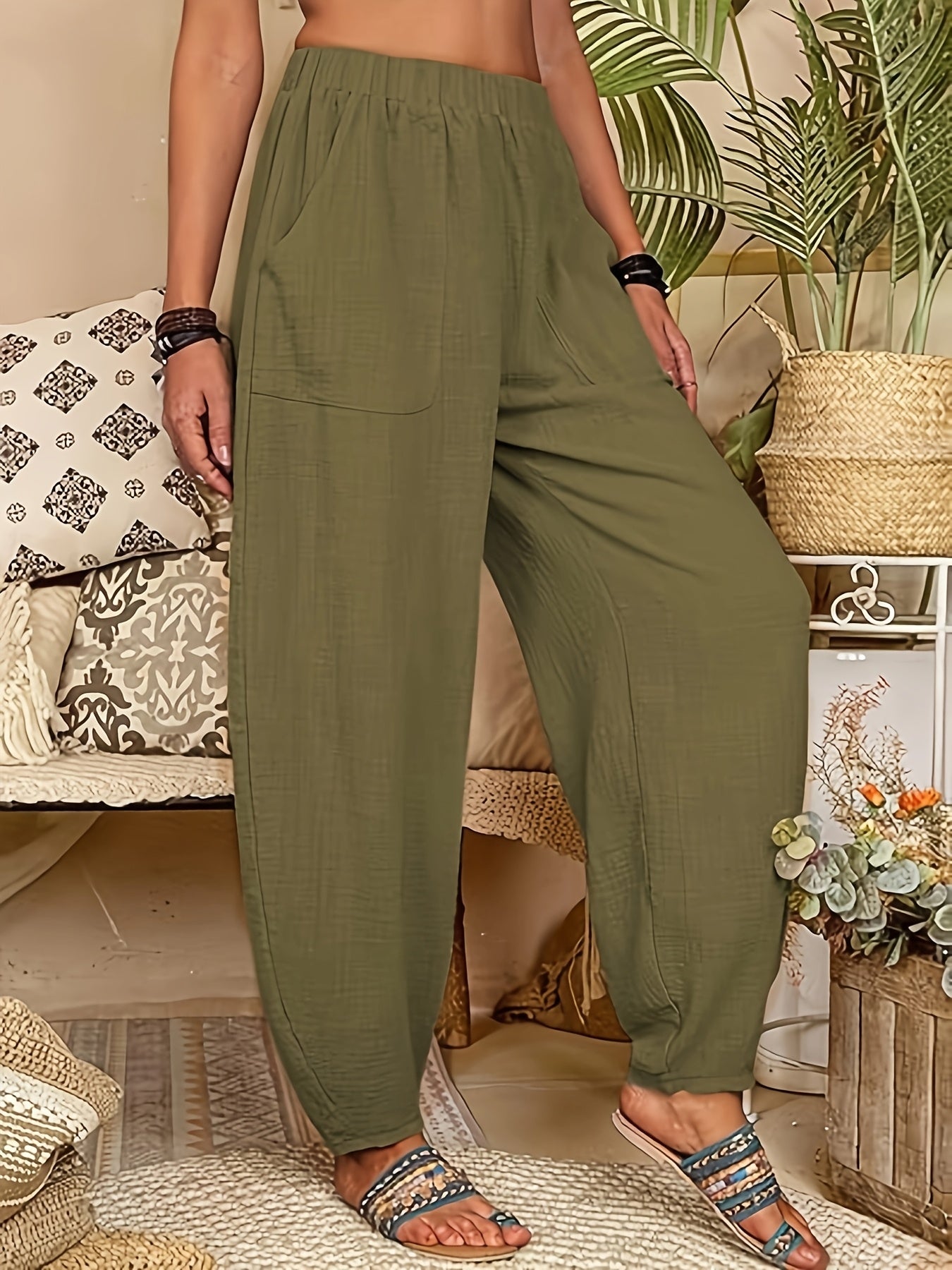 Lockere Hose aus Leinenmischung