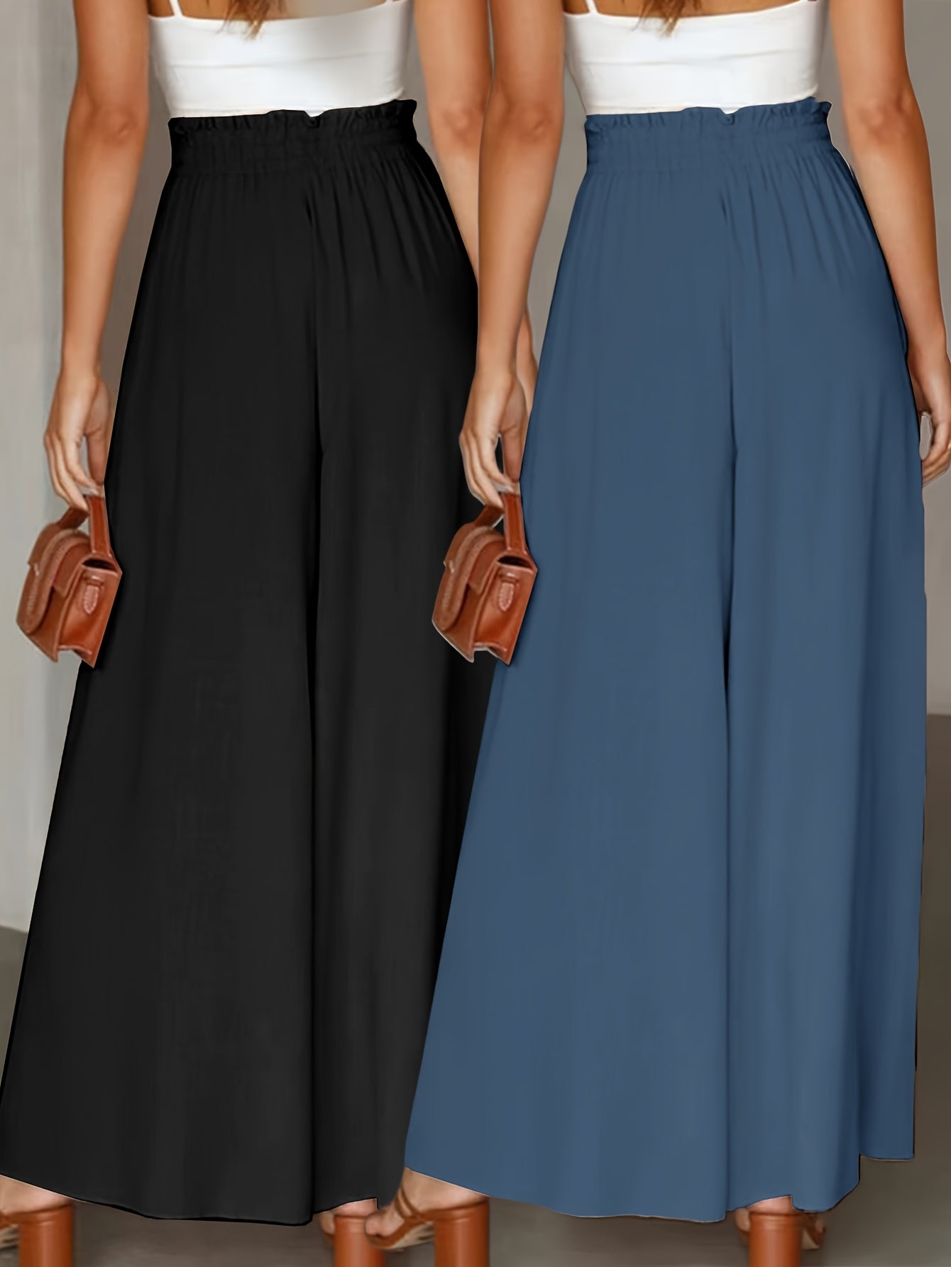 Elegante Hosen mit weitem Bein im Zweierpack