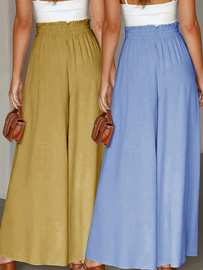 Elegante Hosen mit weitem Bein im Zweierpack