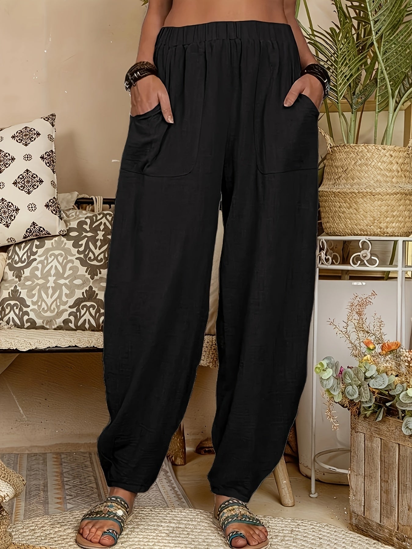 Lockere Hose aus Leinenmischung