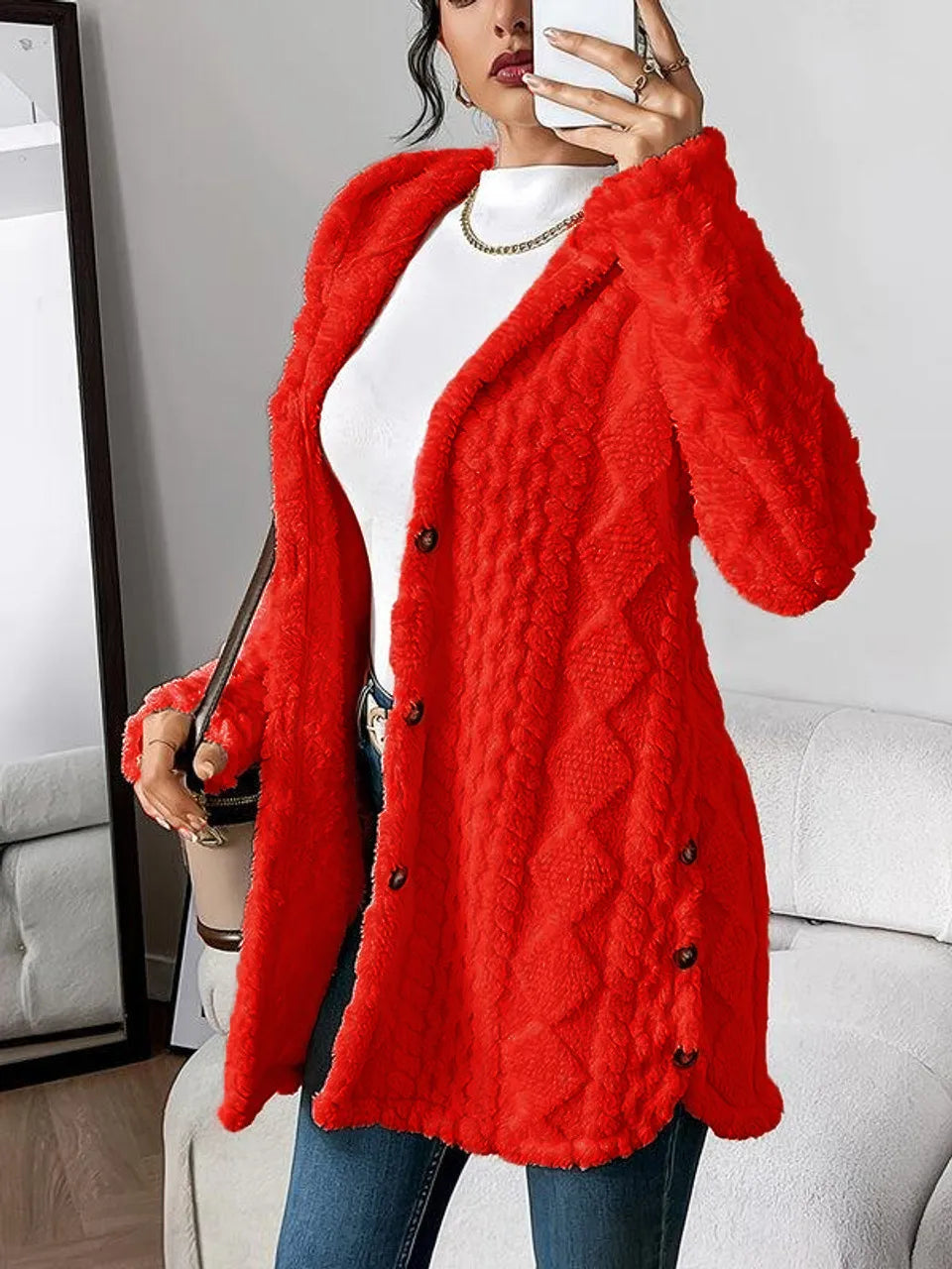 Plüsch-Kapuzenjacke