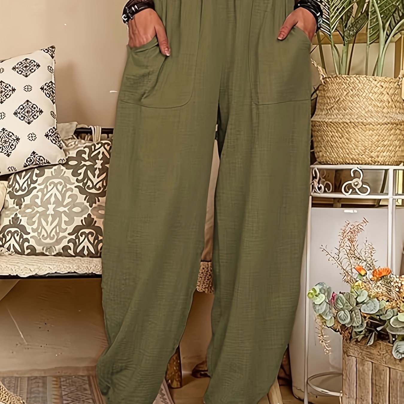 Lockere Hose aus Leinenmischung