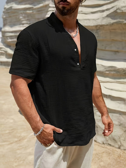 Leinen Henley -Shirt